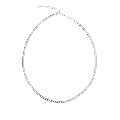 PLATED SILVER CURB CHAIN 38+ 7 CM RHODIUM D0421PLCOL1