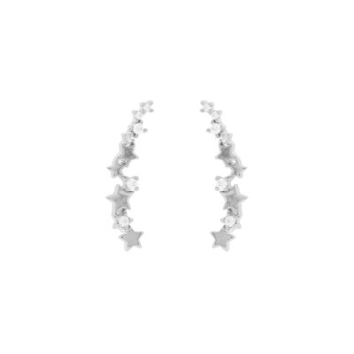 RHODIUM PLATED CLIMBING WITH WHITE ZIRCONIA AND STARS D0426PLPE1