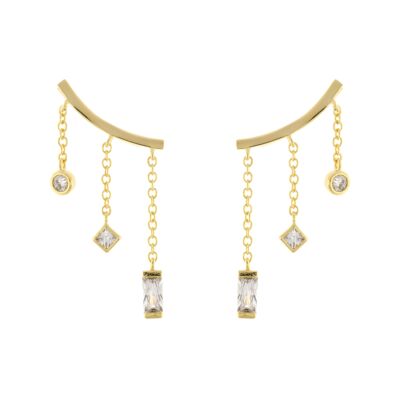 CHAPADO Climber earring plated with Chains and zircons D0429BDPE1