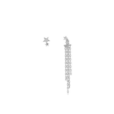 PLATED Star earring and Irregular chains rhodium finish D0430PLPE2