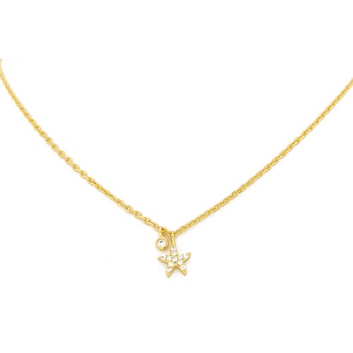 CHAPADO Collar con estrella y circontitas chapado oro D0431DCOL1