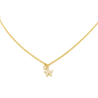 CHAPADO Collar con estrella y circontitas chapado oro D0431DCOL1