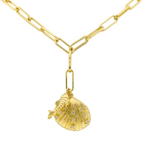 CHAPADO Colección mar Collar doble colgante chapado oro D0433DCOL2
