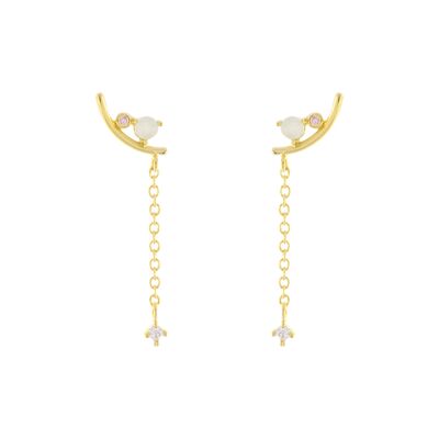 CHAPADO Climber earring with Chain and gold plated zircons D0435DPE1
