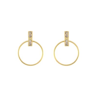 PLATED Earring with zirconia and gold plated hoop D0436DPE3