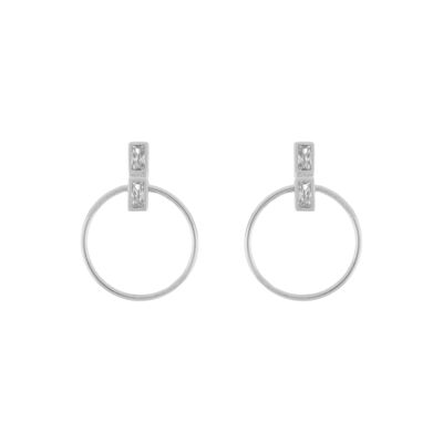 PLATED Earring with zirconia and rhodium-plated hoop D0436PLPE3