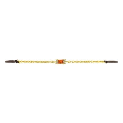 ÜBERZUG Vergoldetes verstellbares Armband aus orangefarbenem Bagette-Zirkonia D0438NRPUL1