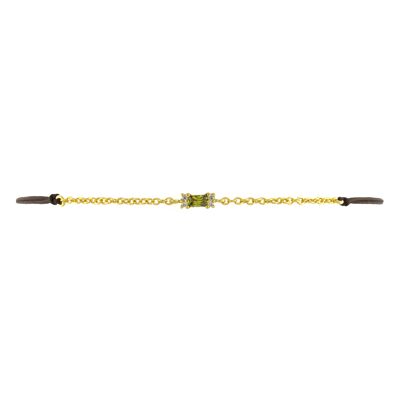 PLATAGE Bracelet ajustable plaqué or zircon vert bagette D0438VPUL1