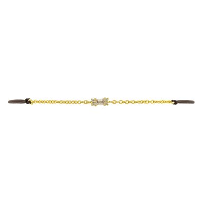 PLATING Gold plated adjustable bracelet with white baguette-cut zirconia D0439DPUL1