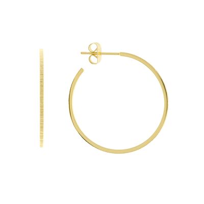 PLATED Closed hoop with gold plated carved drawing 30mm D0442DPE1
