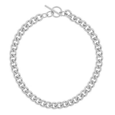 PLATED Rhodium curb chain with front closure 40cm D0444PLCOL1