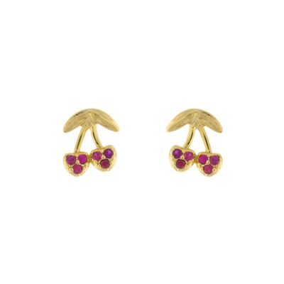 PLATED Red earring with gold plated cherries D0446GRPE1