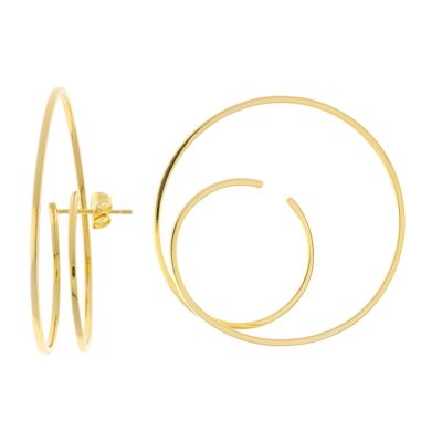 CHAPADO Chic double hoop earring 40mm gold plated D0448DPE1