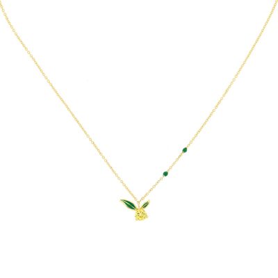 PLATED Bilyfer lemon necklace with enamel and yellow zirconia D0453AMCOL1