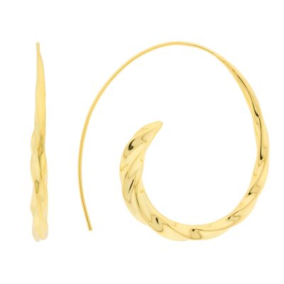 PLATING Oval hoop with drawing 42mm gold plated D0455DPE2