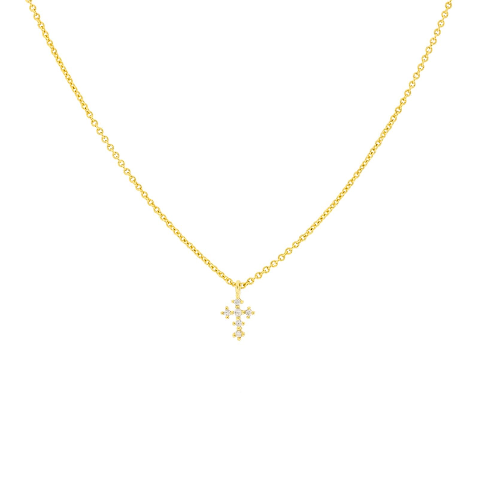 ÜBERZUG Vergoldete Zirkonia-Kreuzkette D0462DCOL1