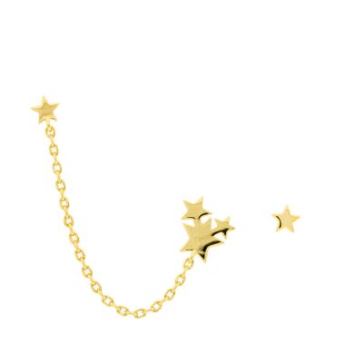 PLATED Double earring with stars and gold plated chain D0464DPE2