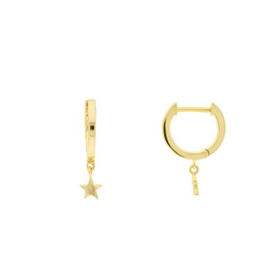 PLATING 11mm closed hoop with gold plated stars D0467DPE3