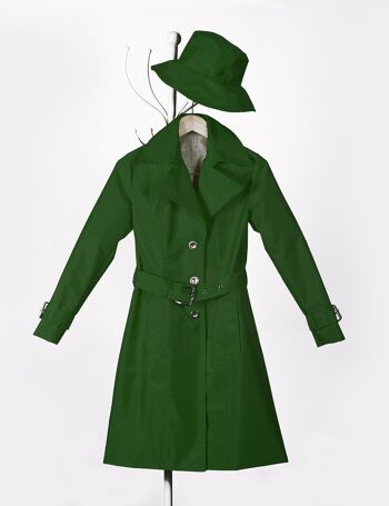 Trench-coat imperméable vert jade élégant. Slow Fashion fabriqué en / par Espagne 1