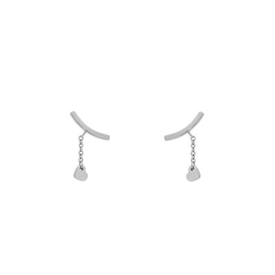 PLATED Boat earring with rhodium finish pearl D0468PLPE1