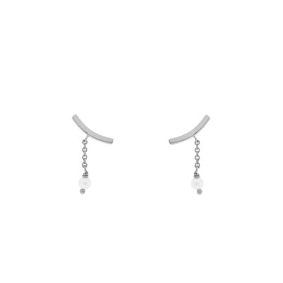 PLATED Boat earring with rhodium finish heart D0468PLPE2