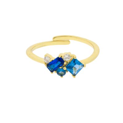 PLACCATURA Anello blu misura universale placcato oro D0473AZA1