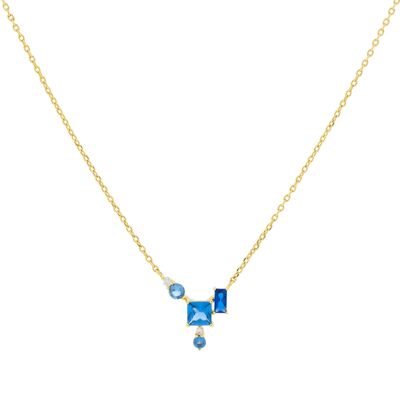 PLATED Gold plated blue zirconia necklace D0473AZCOL1