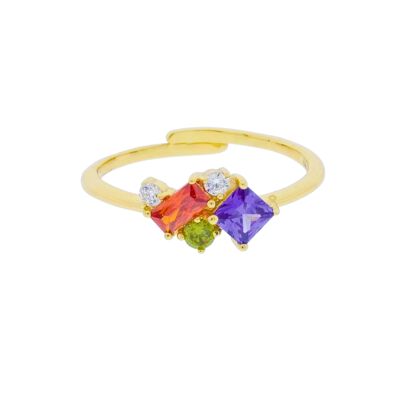 PLATING Multi-color gold plated universal size ring D0473MCA1