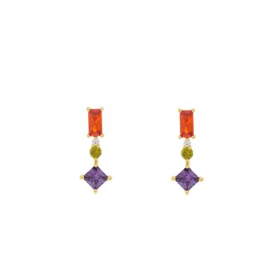 PLATED Multicolored earring with 3 zircons D0473MCPE1
