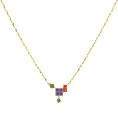 PLATED Collier zircone plaqué or multicolore D0473MCCOL1