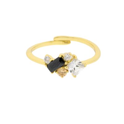 PLATED Black and white ring universal size D0473NA1