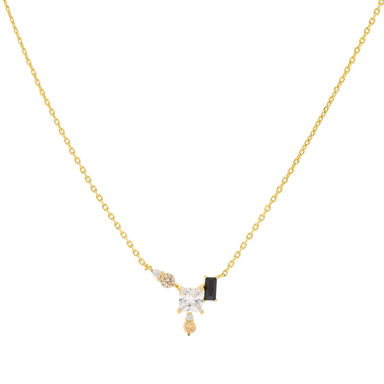 PLATED Collana nera e bianca placcata oro D0473NCOL1