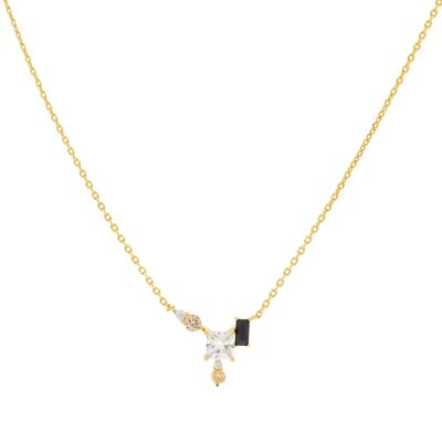 PLATED Gold plated black and white necklace D0473NCOL1
