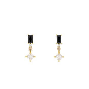 PLATED Boucle d'oreille noire et blanche avec 3 zircons D0473NPE1