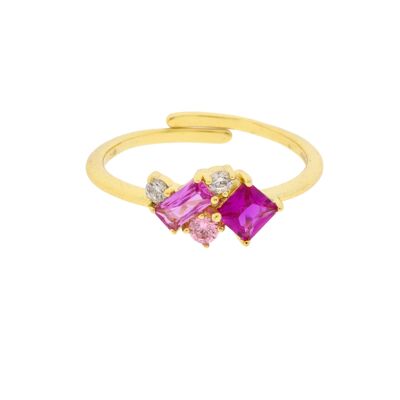PLATAGE Bague taille universelle plaqué or rose-fuchsia D0473RA1