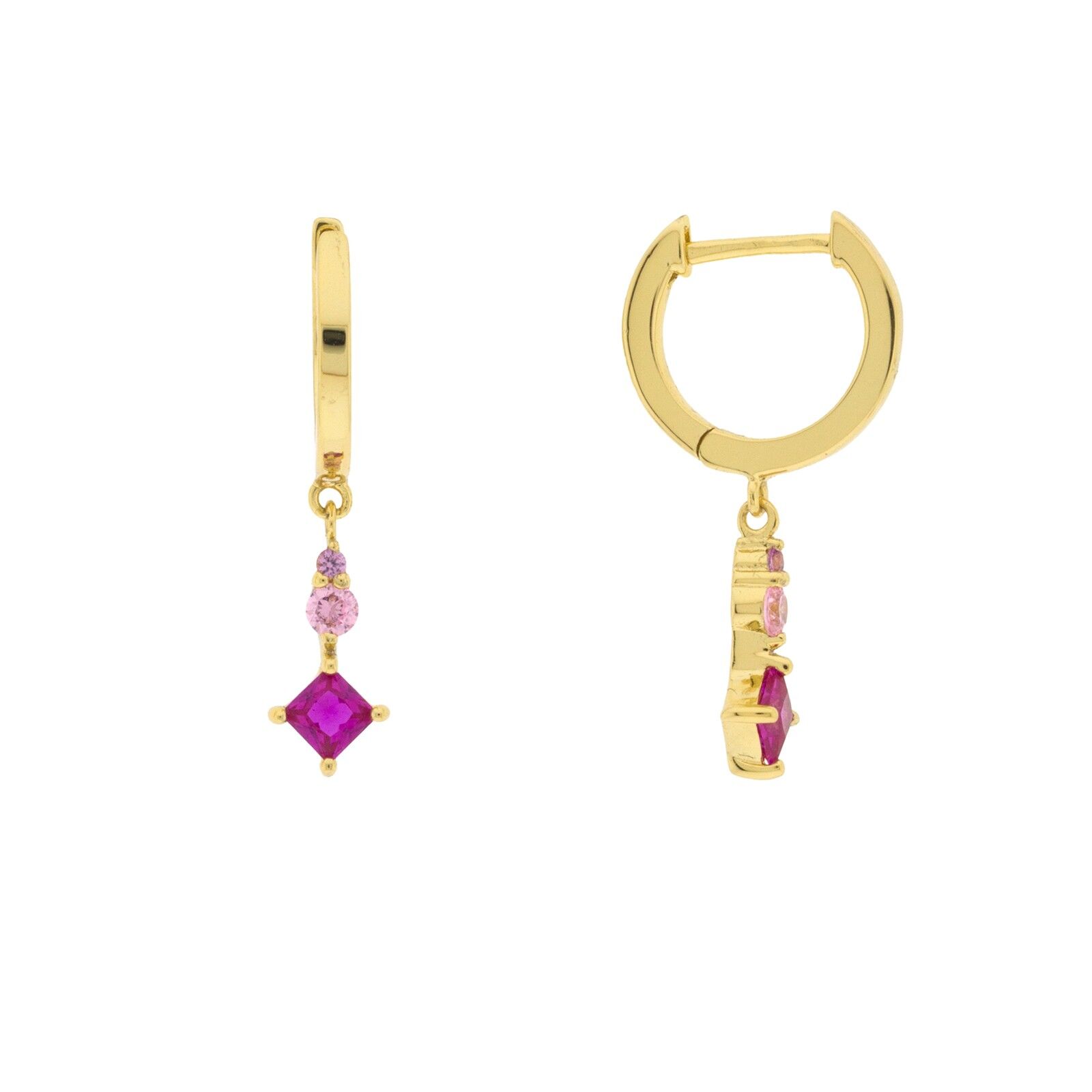 CHAPADO Aro rosa-fucsia con 2 circonitas colgantes D0473RPE2