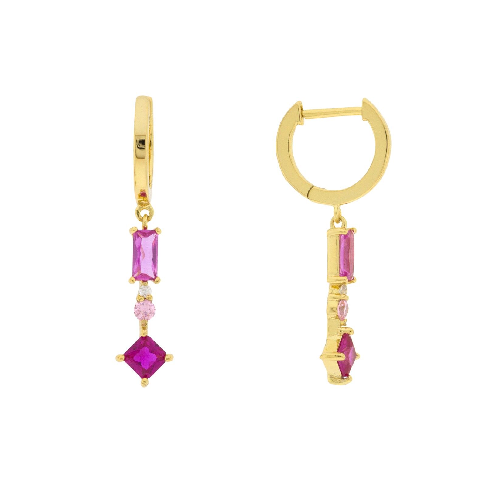 CHAPADO Aro rosa-fucsia con 3 circonitas colgantes D0473RPE3