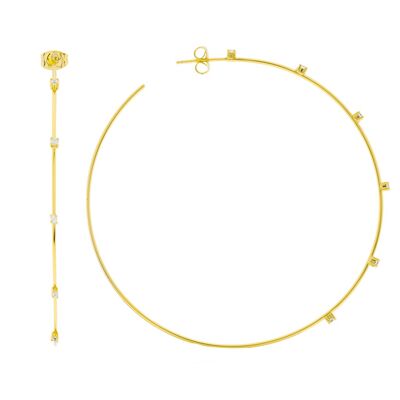 PLATED EXTRA LARGE HOOP 70MM WITH ZIRCONIA D0475DPE1