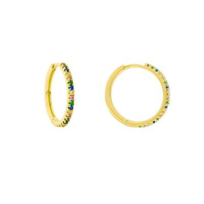 PLATED CLOSED RING 15 MM WITH MULTICOLOUR ZIRCONIA D0476MCPE2