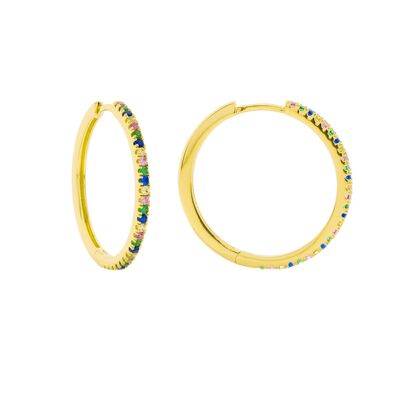 PLATED 21 MM CLOSED HOOP WITH MULTICOLOUR ZIRCONIA D0476MCPE3