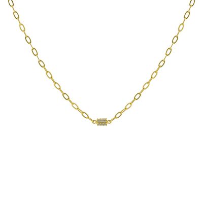 PLATED ROLLER NECKLACE WITH ZIRCONIA GOLD PLATED D0477DCOL1