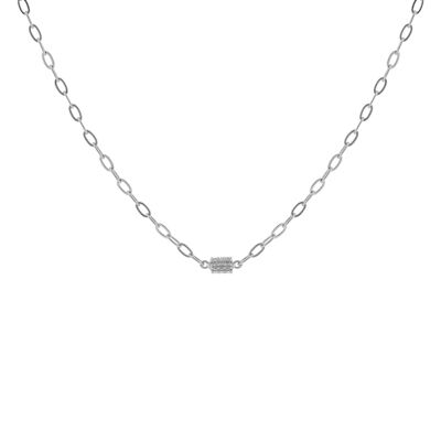 VERGOLDETE RUNDE HALSKETTE MIT ZIRKONIA RHODIUM-FINISH D0477PLCOL1