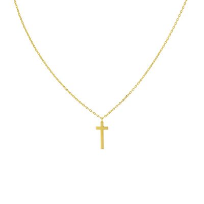 PLATED NECKLACE WITH SMOOTH CROSS 38+7CM EXTENSION GOLD PLATED D0483DCOL1