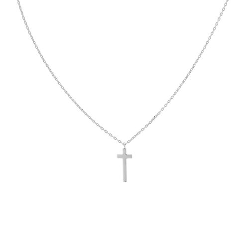 CHAPADO COLLAR CON CRUZ LISA 38+7CM DE EXTENSION RODIADO D0483PLCOL1