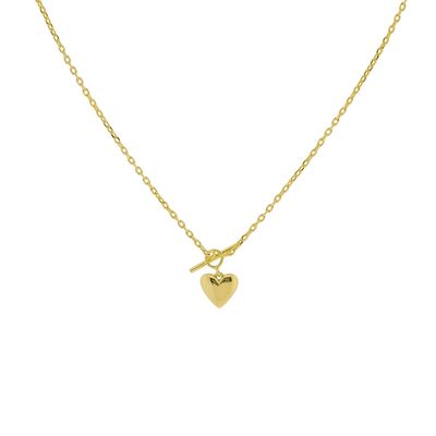 PLATED HEART NECKLACE FRONT CLOSURE GOLD PLATED D0484DCOL1