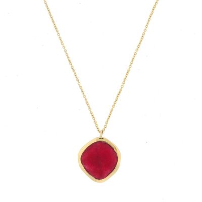 COLLIER PIERRE 40 CM PLAQUE OR ET JADE ROUGE P0001GRCOL2