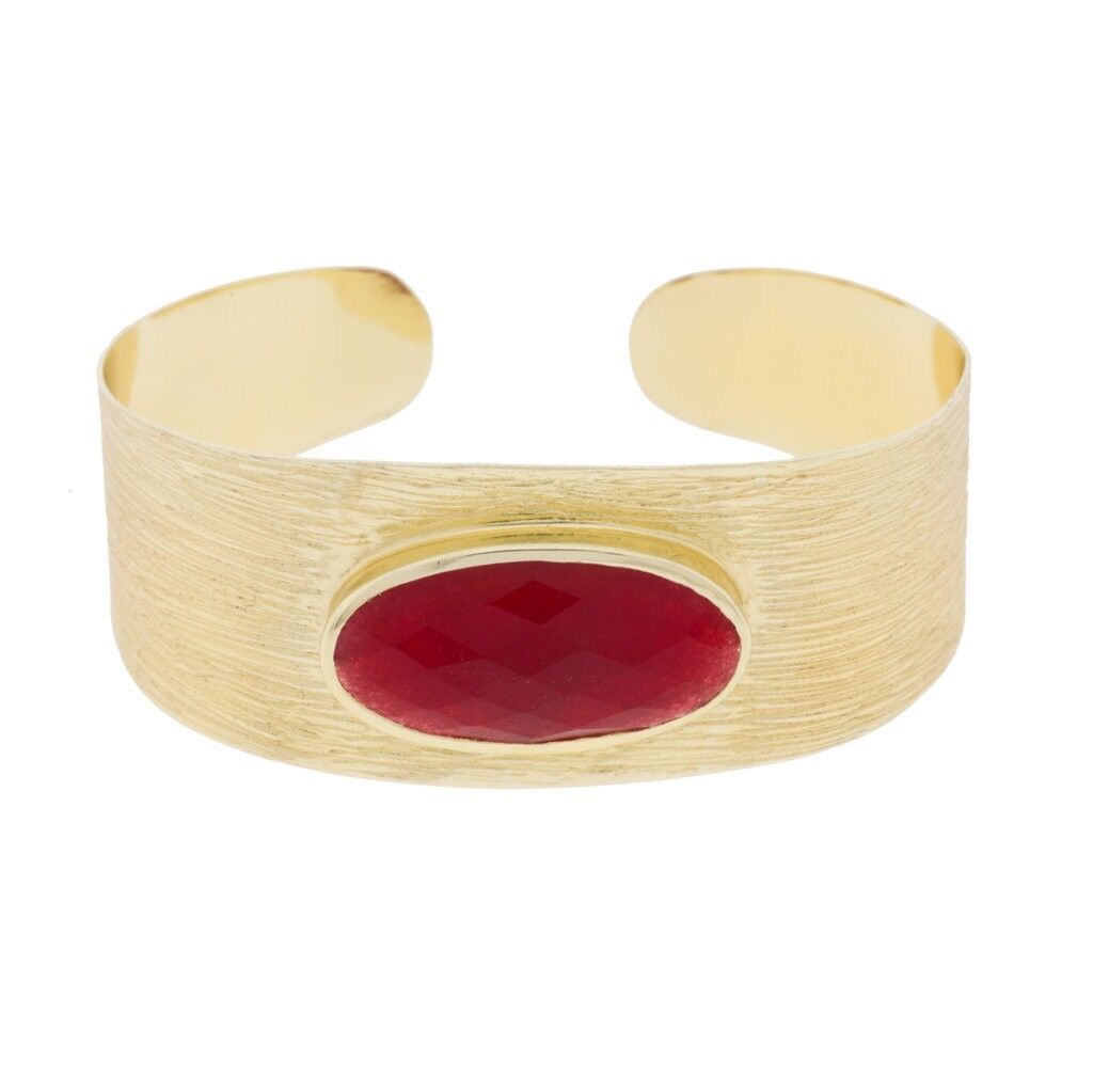 BRACCIALE PIETRA PLACCATA ORO E GIADA ROSSA P0002GRPUL1