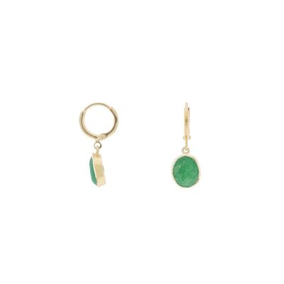 STONE PENDANT GOLD PLATED EARRING AND GREEN AVENTURINE P0002VPE1