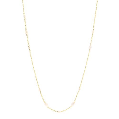 PIEDRA COLLAR DORADO LARGO 90 CM CHAPADO ORO CON PERLAS DE RIO P0003DCOL1