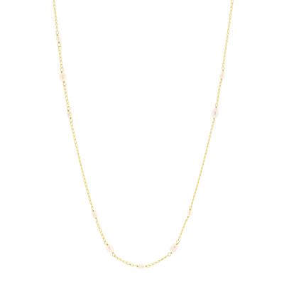 STONE GOLDEN NECKLACE LONG 90 CM GOLD PLATED WITH RIVER PEARLS P0003DCOL1